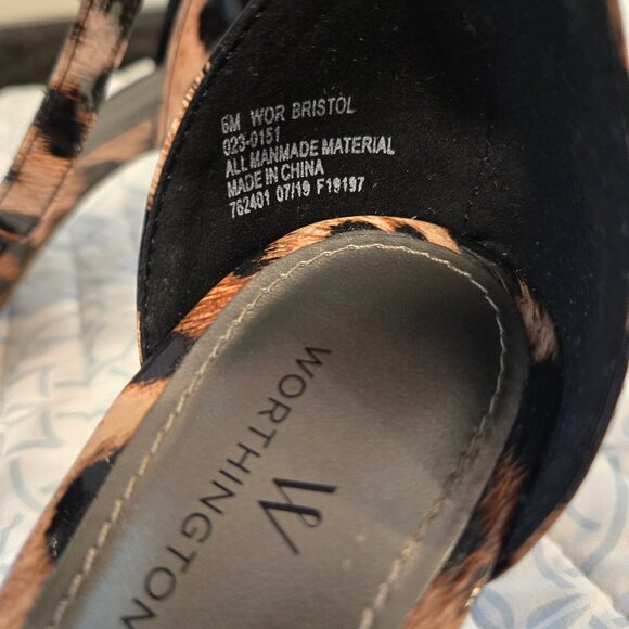 Worthington Patent Leopard Ankle Strap Sandal Heels - Picture 5 of 8